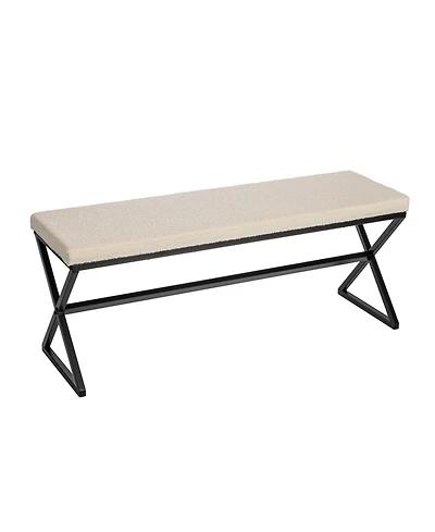 Household Essentials Harper Metal Bench With Boucle Upholstered Cushion