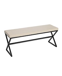 Household Essentials Harper Metal Bench With Boucle Upholstered Cushion