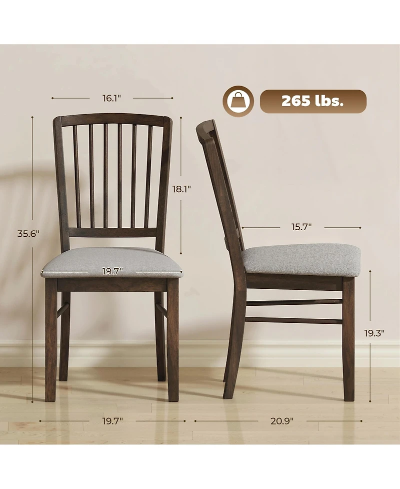 Homcom Upholste Dining Chairs Set of 2 with Solid Wood Legs