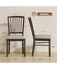 Homcom Upholste Dining Chairs Set of 2 with Solid Wood Legs