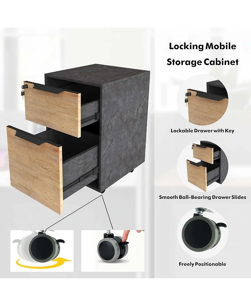 Logicfox 3 Person Office Cubicle Desk Workstation with Drawers and Built-in Power Outlets, Adjustable Wall Partitions