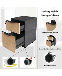Logicfox 3 Person Office Cubicle Desk Workstation with Drawers and Built-in Power Outlets, Adjustable Wall Partitions