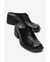 Forever & Always Shoes Women's Ardent Leather Block Heel Mule