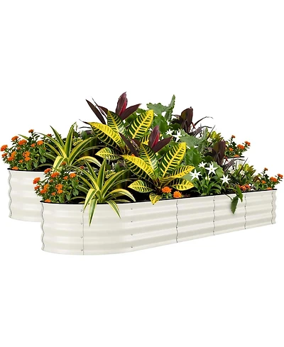Xo 2-Pack 8x2x1.5FT Galvanized Raised Garden Bed, Metal Planter Boxes for Vegetables Flowers Herbs