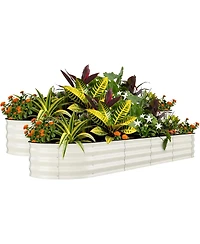 Xo 2-Pack 8x2x1.5FT Galvanized Raised Garden Bed, Metal Planter Boxes for Vegetables Flowers Herbs