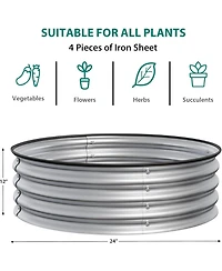 Xo Heavy-Duty Round Metal Raised Garden Bed 2x1 ft, Galvanized Planter Box Set, Rustproof, Easy Assembly