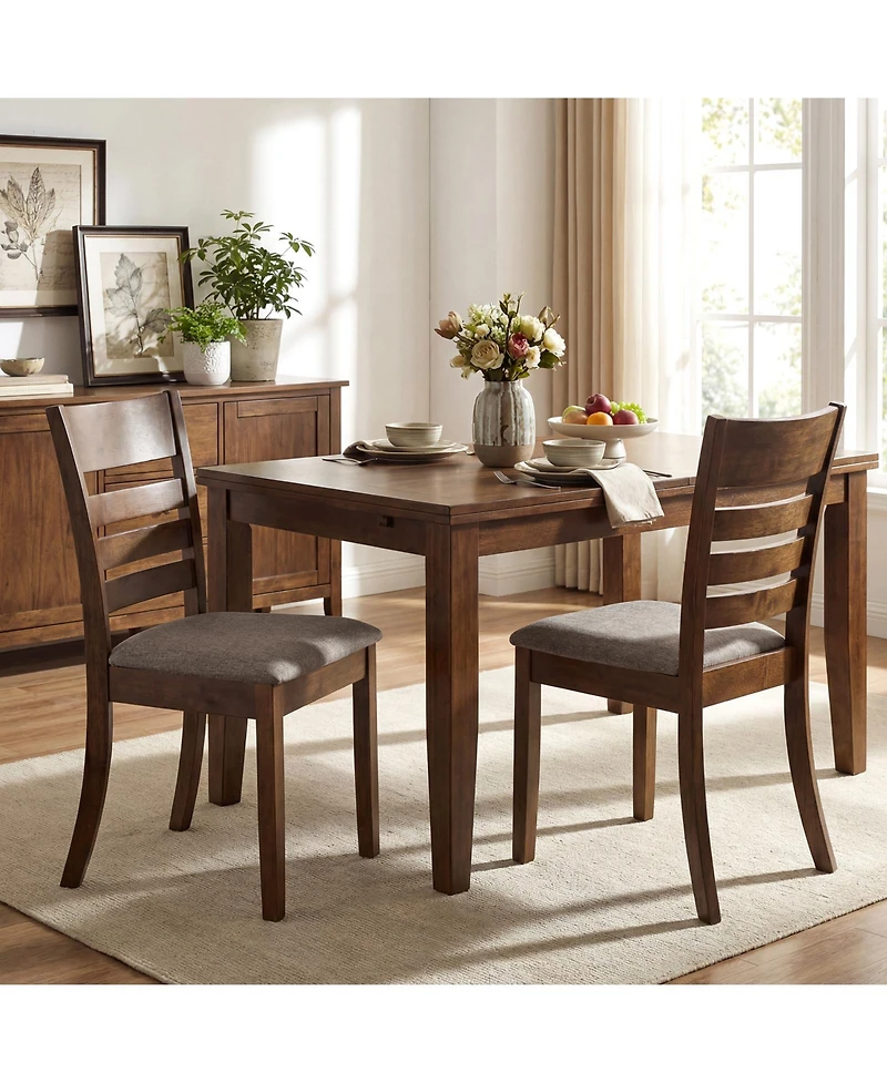 Costway Wooden Dining Chairs with Rubber Wood Frame, Curved Slatted Backrest Dark