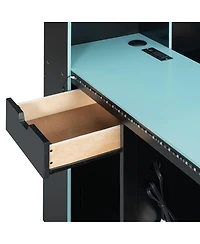 Streamdale Furniture Queen Gaming Daybed with Desk, Storage, Lights and Charging Station