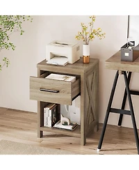 Gymax 2PCS Nightstand Sofa Side Table Rustic End Table w/Drawer Shelf for Living Room