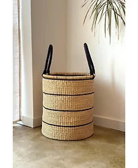 Mbare, Natural Horizontal Stripe Laundry Hamper