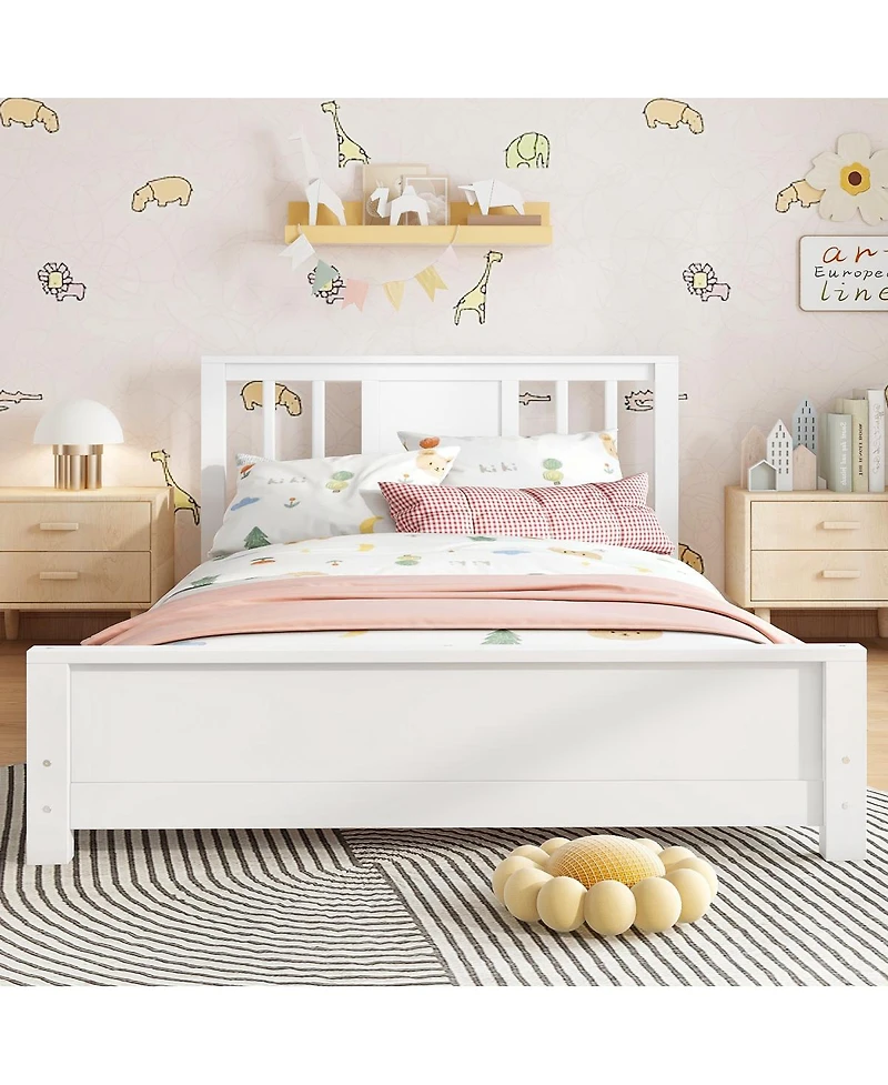 Streamdale Furniture Twin Size Solid Wood Platform Bed Frame with Headboard