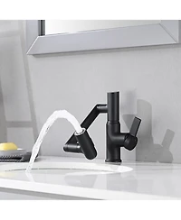 Midola Bathroom Sink Faucet with Spray Function, Temperature Display, Anti-Slip Switch, Hot and Cold Controls, and 360degree(s) Swivel Spout