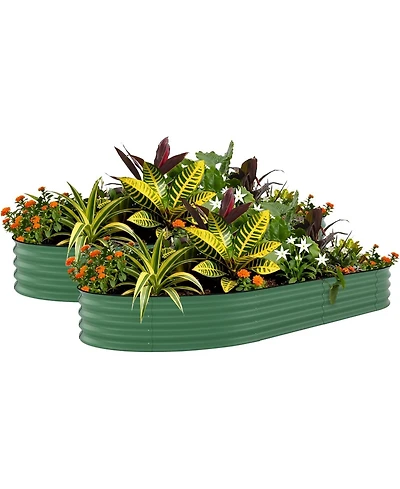 Xo 2-Pack 10x4x1.5FT Galvanized Raised Garden Bed, Metal Planter Boxes for Vegetables Flowers Herbs