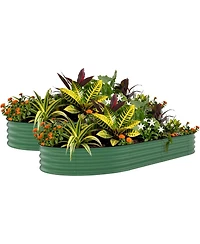 Xo 2-Pack 10x4x1.5FT Galvanized Raised Garden Bed, Metal Planter Boxes for Vegetables Flowers Herbs