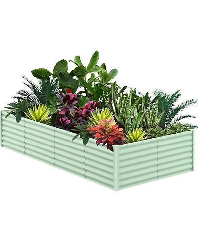 Xo 8x4x2FT Galvanized Raised Garden Bed, Large Metal Planter Box for Vegetables, Flowers and Herbs Rust-Resistant Outdoor Garden Bed