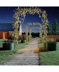 Xo 96" Raised Garden Bed with Arch Trellis, Expandable Metal Planter Box with Clips and Drainage Net, Outdoor Garden Bed