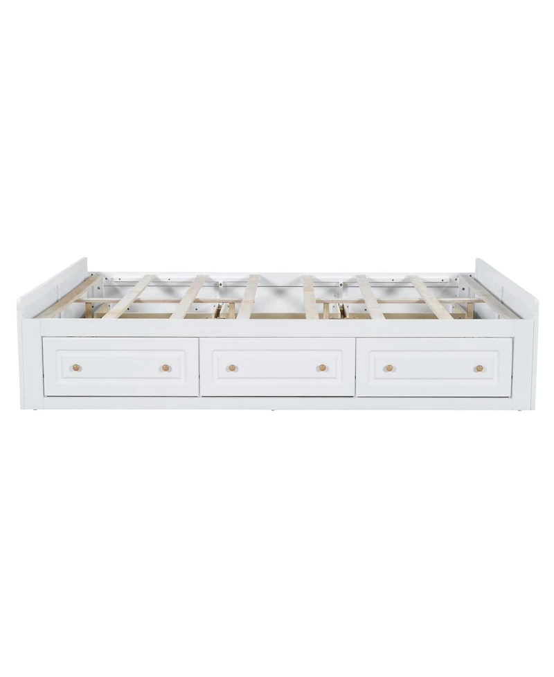 Streamdale Furniture Wood Queen Size Platform Bed Frame with 6 Drawers