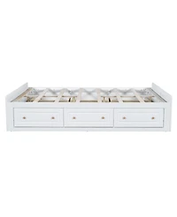 Streamdale Furniture Wood Queen Size Platform Bed Frame with 6 Drawers