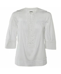 Pre-Owned Chloe Women's Cotton Ruffled Bead-Button Blouse