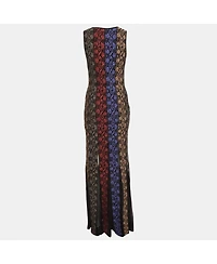 Pre-Owned Roberto Cavalli Women's Panelled Knit Sleeveless Maxi Dress
