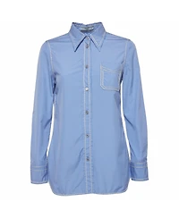 Pre-Owned Prada Women's Contrast Stitch Cotton Button-Down Shirt