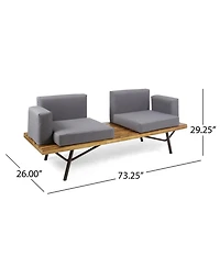 Mondawe Outdoor Wood 2-Seater Sofa with Metal Legs - Patio Garden Seating