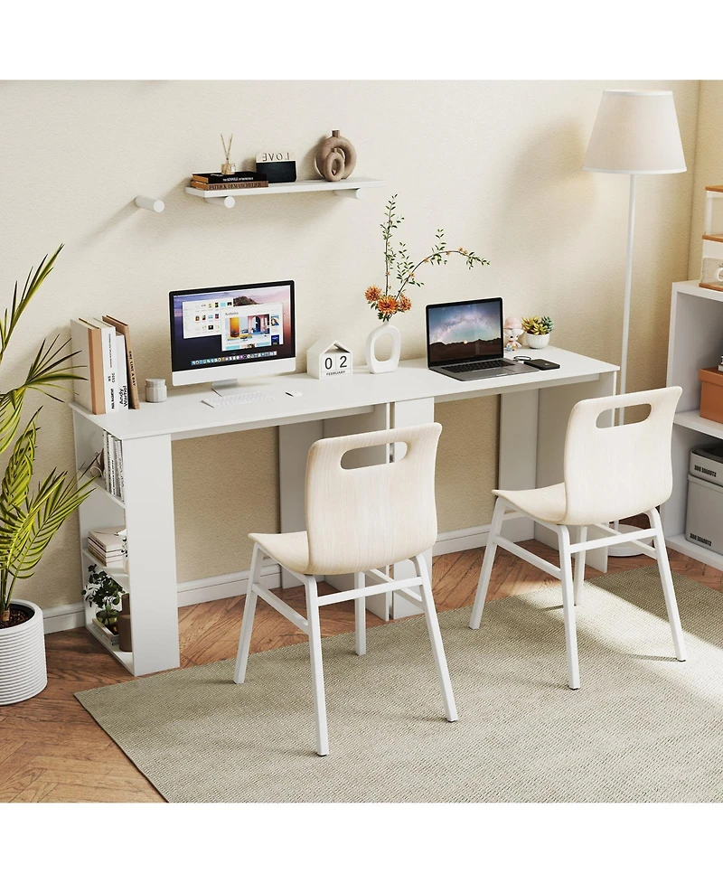 Slickblue Computer Desk with Bookshelf for Small Space Home Office