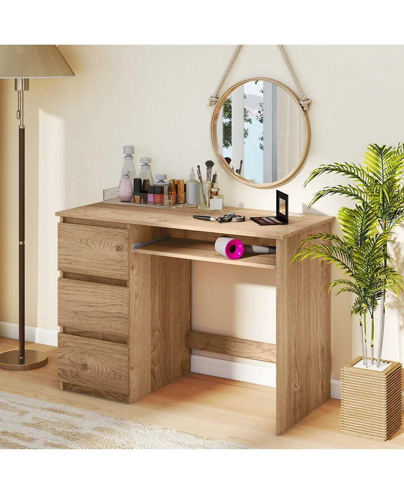 Slickblue Computer Work Desk with 3 Large Drawers and Keyboard Tray