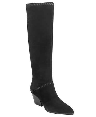 Marc Fisher Ltd Women's Tayla Suede Whipstitch Tall Block Heel Boots