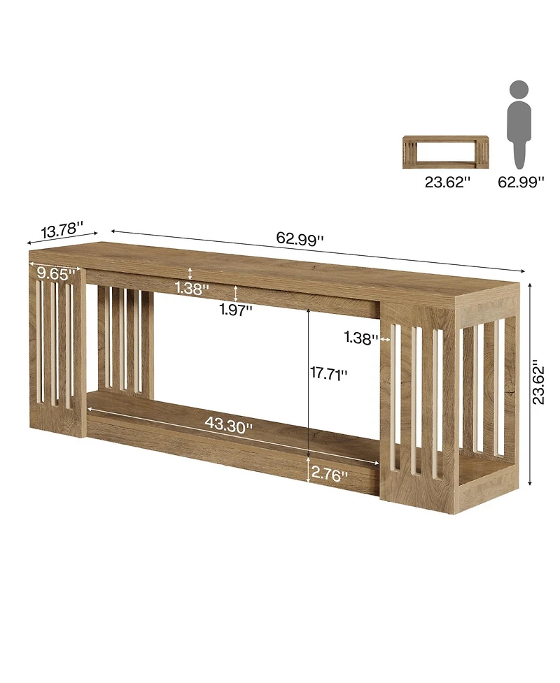 Tribesigns 63-Inch Tv Stand for 55/60/65/70-Inch TVs, Farmhouse Entertainment Center with 2-Tier Open Storage Shelves