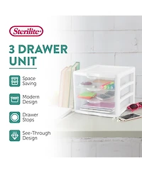 Sterilite ClearView Compact Stacking 3 Drawer Storage Organizer System, (8 Pack)