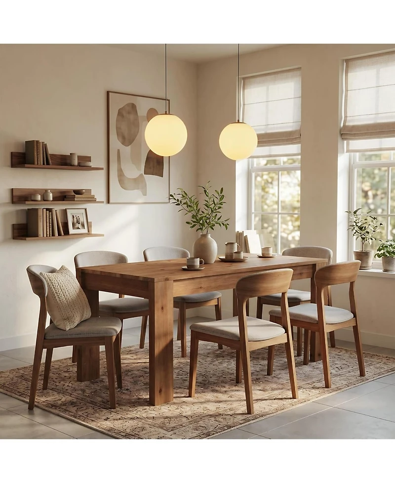 Tribesigns 55.12" Solid Wood Rectangular Dining Table, 30.71" Height Farmhouse Kitchen Table with Thick Legs