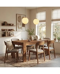 Tribesigns 55.12" Solid Wood Rectangular Dining Table, 30.71" Height Farmhouse Kitchen Table with Thick Legs