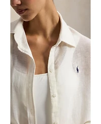 Polo Ralph Lauren Women's Navy Blue Boyfriend Shirt Swimsuit Cover Up