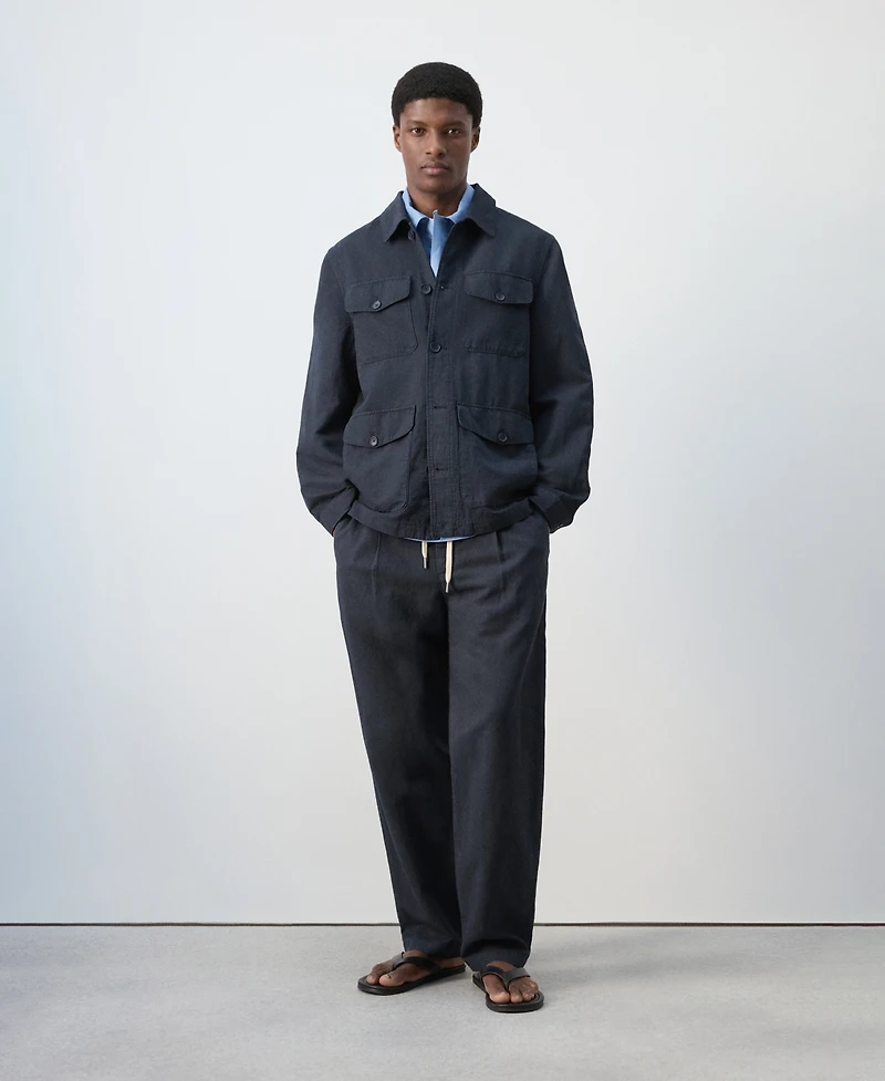 Mango Men's Pockets Lyocell-Linen Jacket