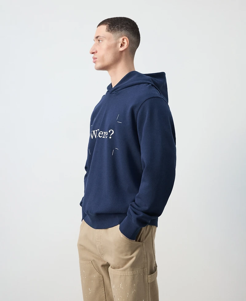 Mango Men's Cotton Printed Hooded Sweatshirt