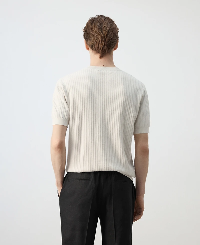 Mango Men's Ribbed Knit T-Shirt