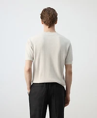 Mango Men's Ribbed Knit T-Shirt