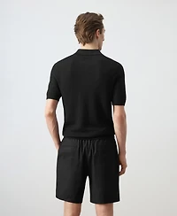 Mango Men's Fine-Knit Ribbed Cotton Polo Shirt