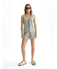 Scotch & Soda Women's and Jacquard Knitted Vest, Cactus Stripe Placed Raffia, Xlarge