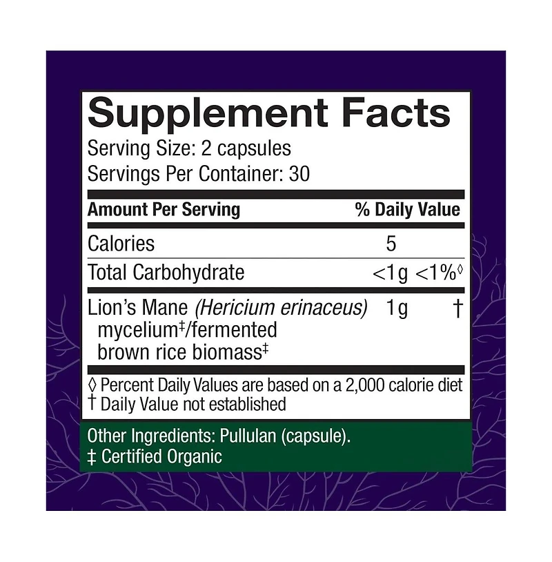 Host Defense Mushrooms Lion's Mane - Brain Health Support Supplement - Mushroom Supplement to Support Focus & Memory Function