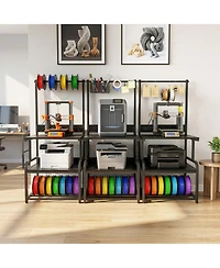 Aheaplus Large Printer Stand with 4-Tier Storage and Charging Station, 3D Printer Table with Filament Storgae and Rolling