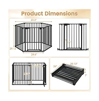 Ruie Extra Wide Pet Safety Gate with 6 Panels and 34.5-154 in Adjustable Width