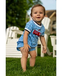 Florence Eiseman Baby Boys Printed Knit Shortall With Fire Truck