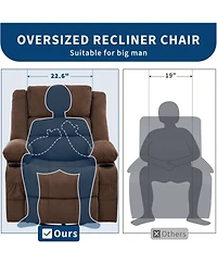 gaomon Wide 360degree(s) Swivel Rocker Recliner for Adults, Cup Holder - Upholstered Deep Seat Linen Lazy Boy Chair for Living Room and Nursery
