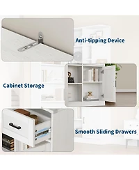Gaomon 74" Tall 6-Tier L-Shaped Corner Bookshelf with Drawer and Cabinets for Home, Office, White
