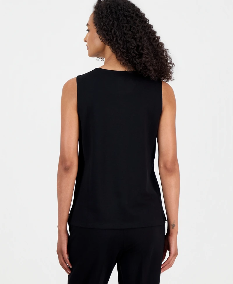 Anne Klein Women's Crewneck Grommet-Trim Sleeveless Top