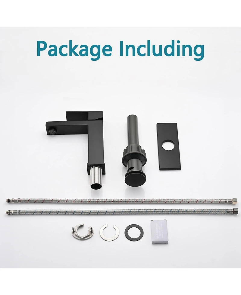 Phying Bathroom Faucet Single Hole, Single Handle Stainless Steel Faucet for Bathroom Sink with Deckplate and Drain Assembly