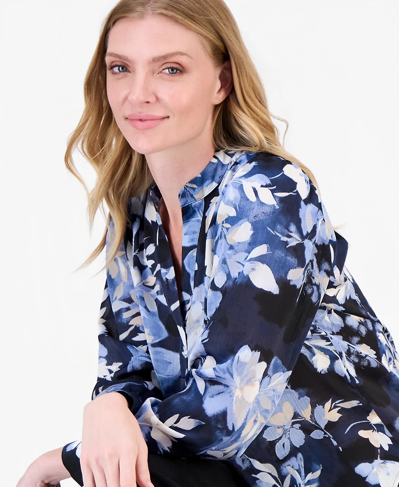 Anne Klein Petite Long-Sleeve V-Neck Top