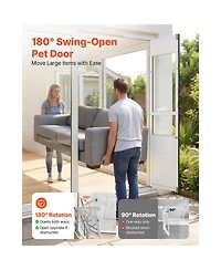 Cozito Dog Door for Sliding Glass Door Adjustable Height Extra Large Flap 180 Degree Swing